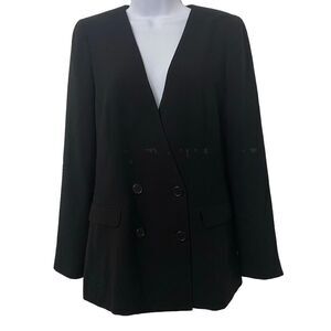 J. Crew 365 Black Collarless French Blazer Suit Jacket Women's size 4